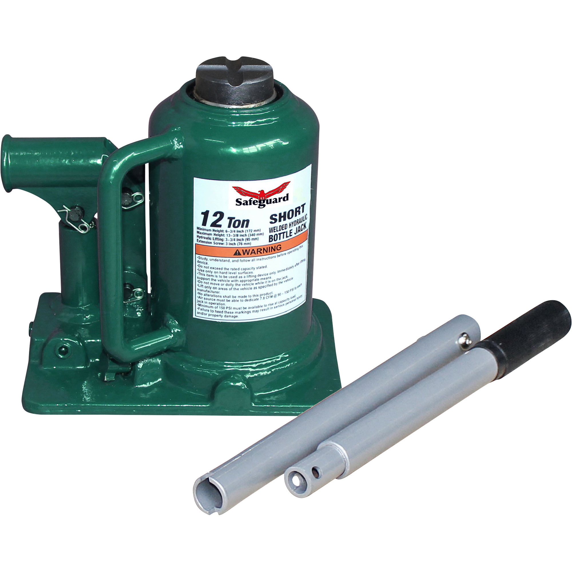 Safeguard 12-Ton Short Hydraulic Bottle Jack, Model# 61124